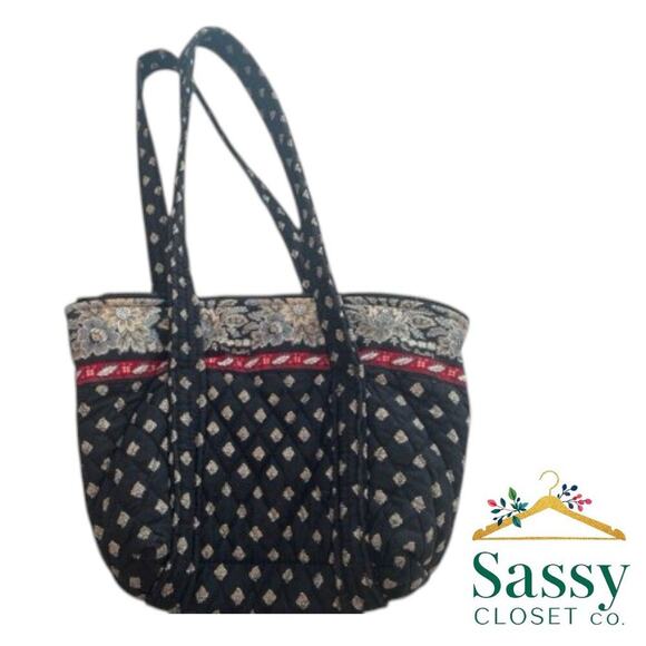 VERA BRADLEY Tote – Boho Quilted Cotton, Black/Red, Lightweight & Washable, Gift - Picture 1 of 10